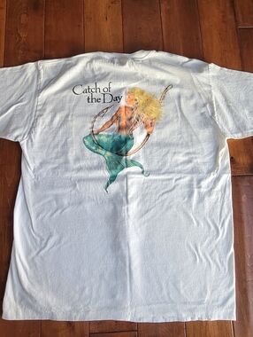 Vintage "Catch of the Day" Mermaid Graphic Tee T Shirt XXL Barnegat Light NJ Sou